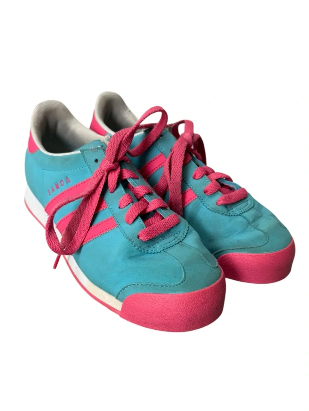 adidas Rita Ora + Samoa Turquoise Hot Pink Women's Low-Top Sneakers Size 6